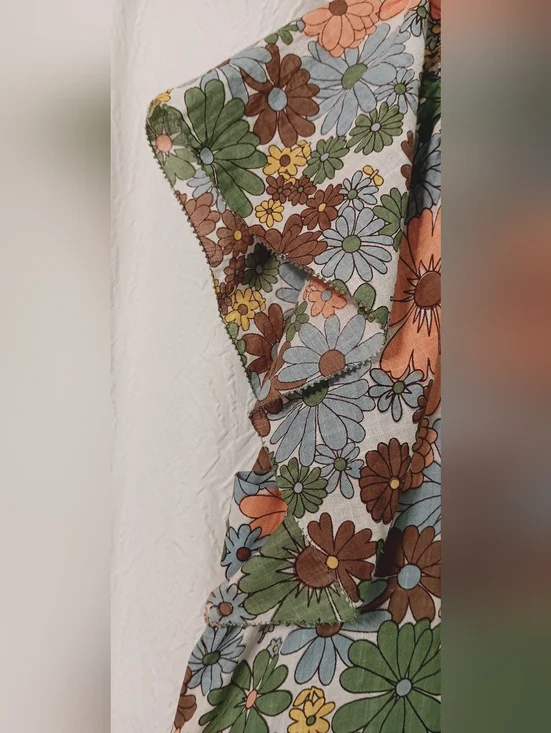 Floral Tiered Sundress in Peach, Sage & Sky Blue - Picture 3 of 9